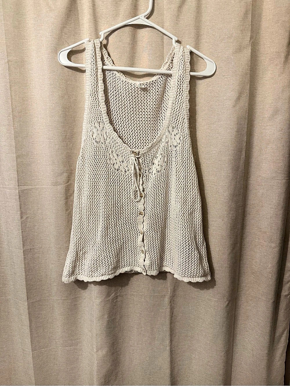 Old Navy Sleeveless Seaside Cotton Crochet Tank Top Cream